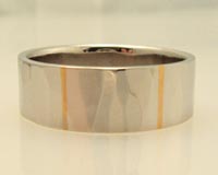 palladium wedding ring with gold inlay