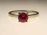 red ruby diamond alternative engagement ring