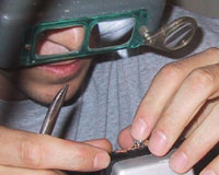 a customer setting his stone
