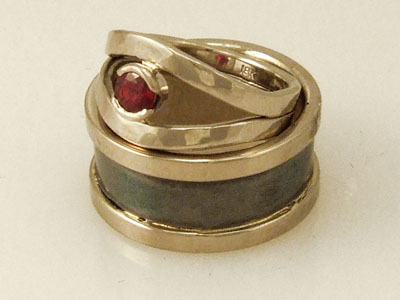 Ruby & White Gold Wedding Rings