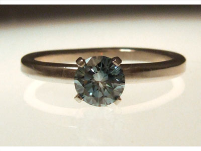 man-made blue diamond engagement ring
