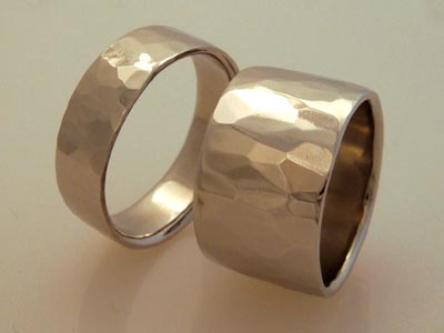 Hammered Palladium Wedding Rings