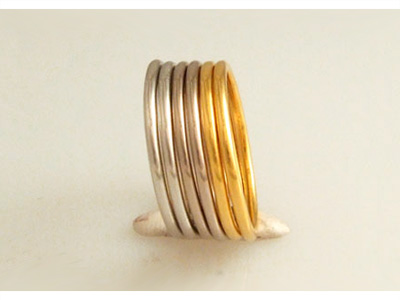 Platinum, 18k White, and 22k Yellow Gold Stacking Rings