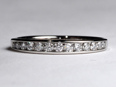 channel diamond wedding band