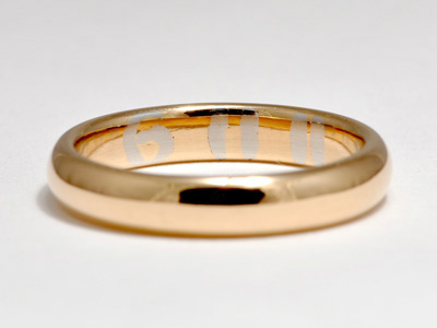 Gold Wedding Ring with Platinum Inlay Date