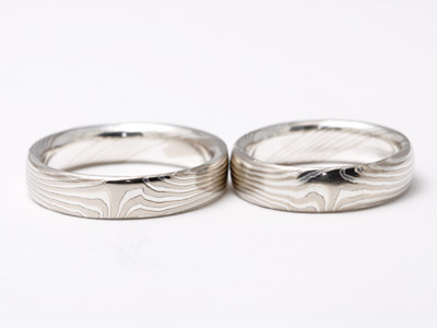 Mokume Gane Rings Etched