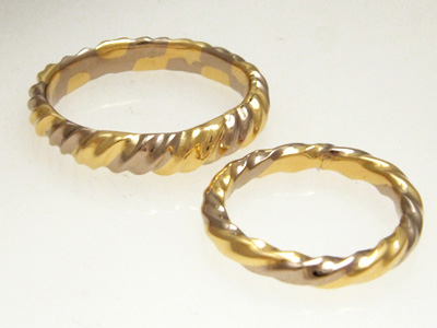 Twisted Yellow and White Gold Wedding Rings